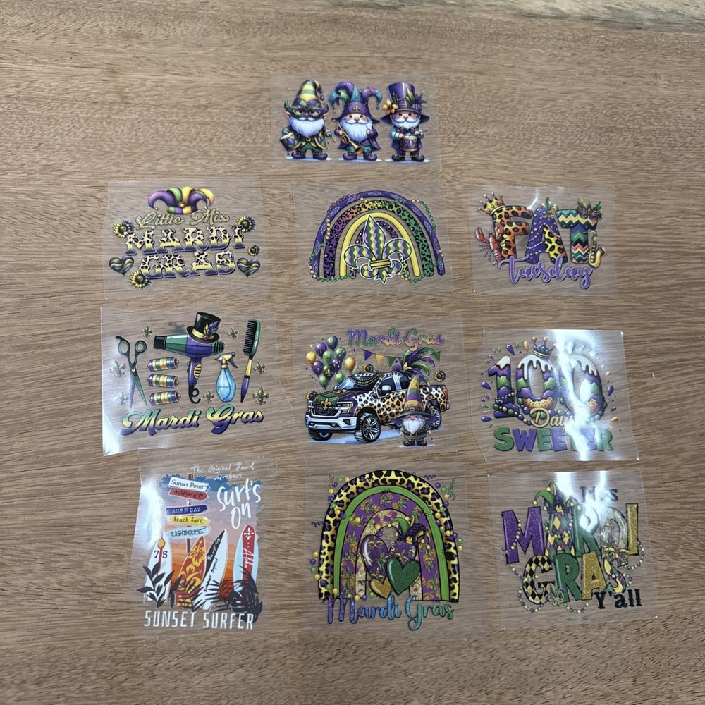 Mardi Gras Themed Iron Patches Set Of 10